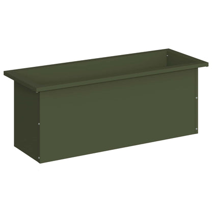 Garden Planter with LED Olive Green 30 x 80 x 30 cm Steel