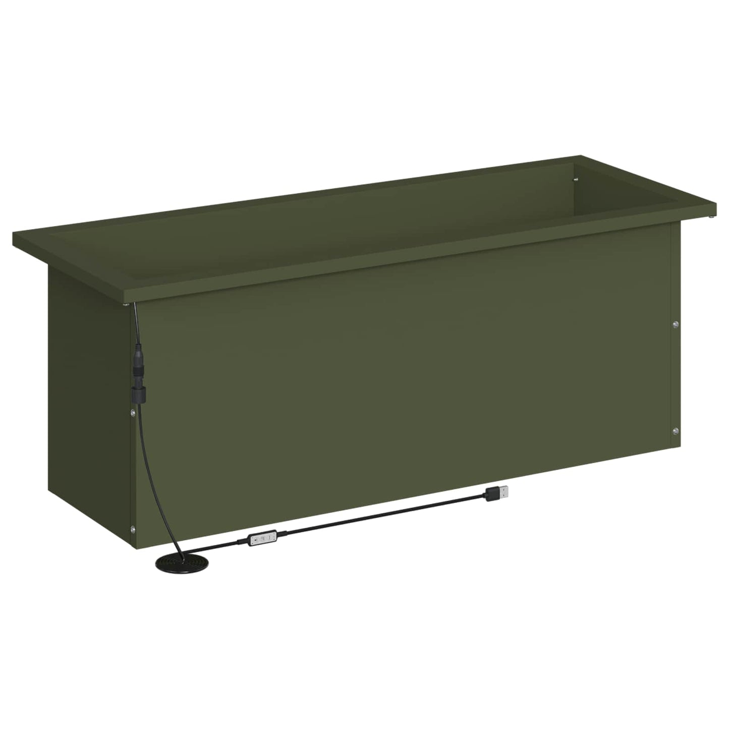 Garden Planter with LED Olive Green 30 x 80 x 30 cm Steel
