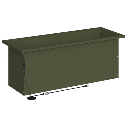Garden Planter with LED Olive Green 30 x 80 x 30 cm Steel