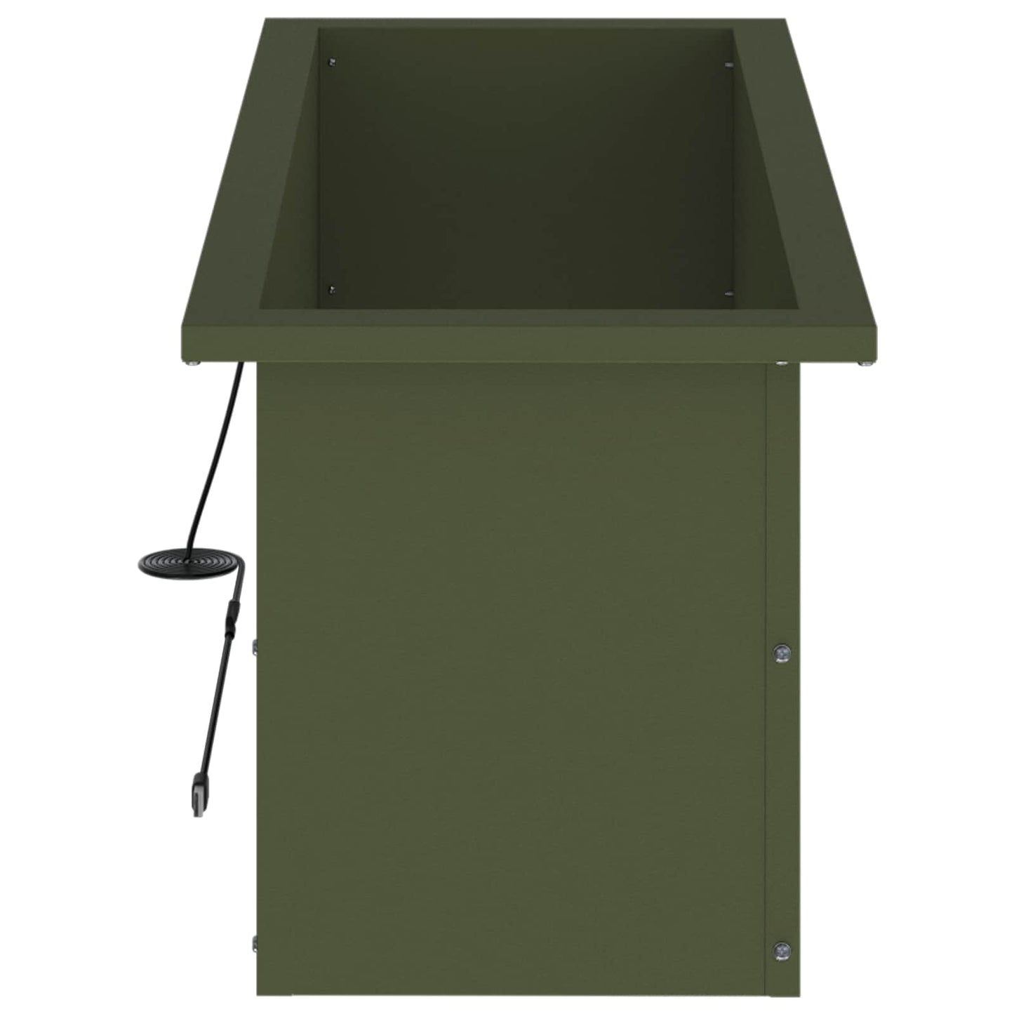 Garden Planter with LED Olive Green 30 x 80 x 30 cm Steel