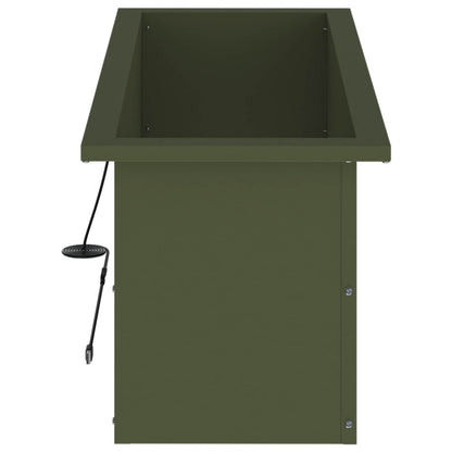 Garden Planter with LED Olive Green 30 x 80 x 30 cm Steel