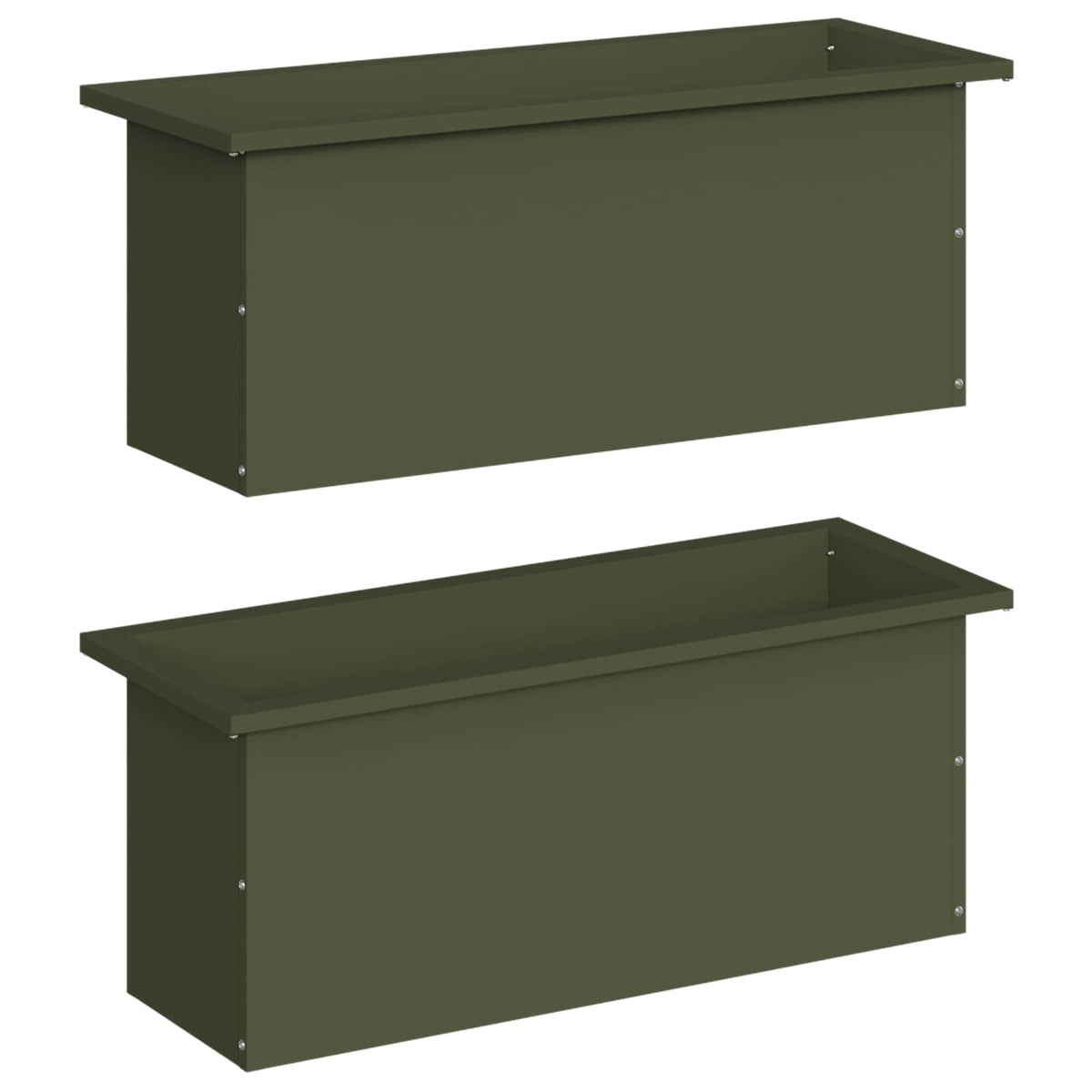 Garden Planter with LED 2 pcs Olive Green 30 x 80 x 30 cm Steel