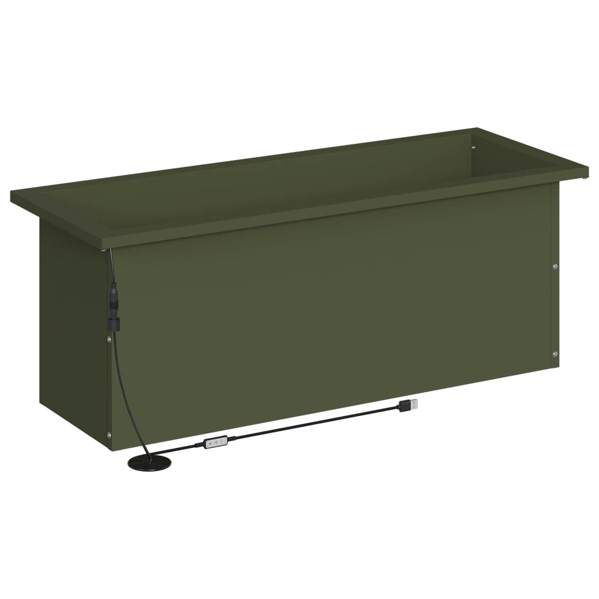 Garden Planter with LED 2 pcs Olive Green 30 x 80 x 30 cm Steel