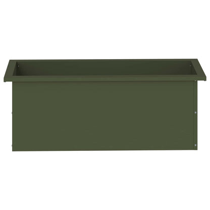 Garden Planter with LED 2 pcs Olive Green 30 x 80 x 30 cm Steel