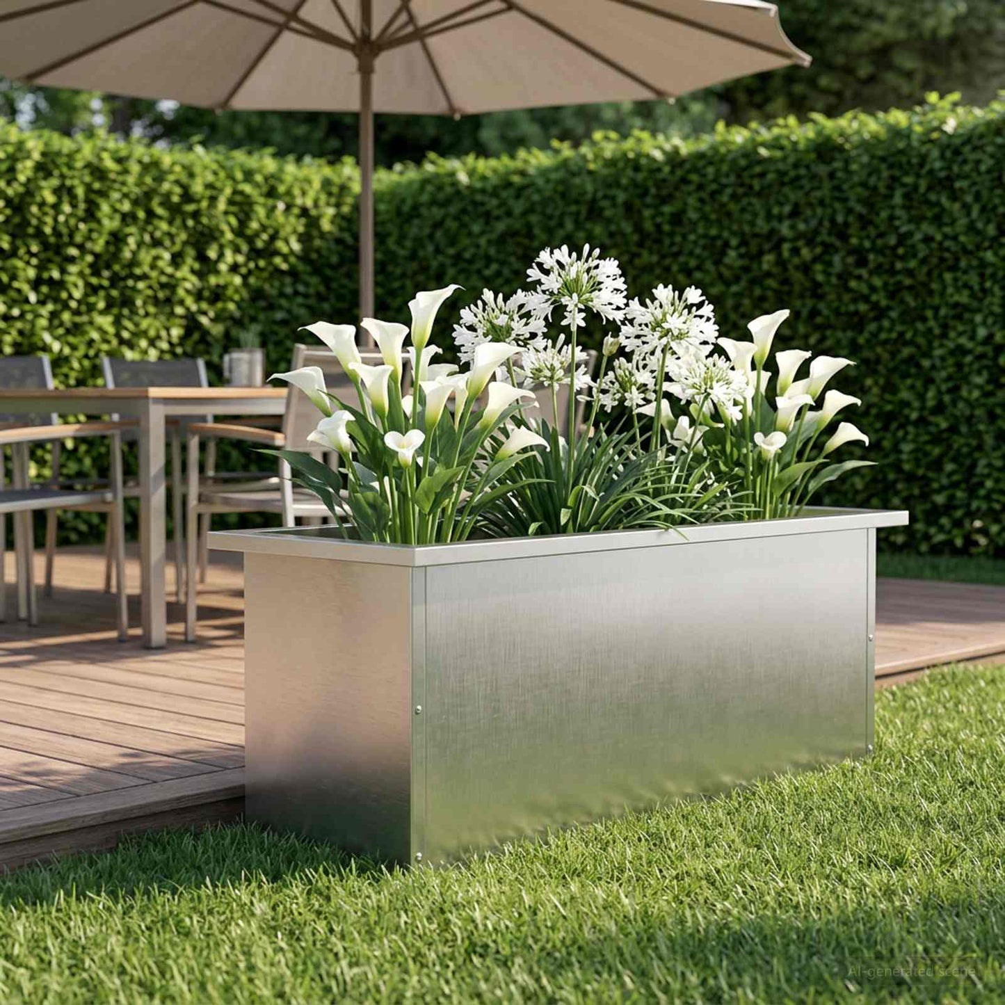 Garden Planter with LED Silver 30 x 80 x 30 cm Stainless Steel