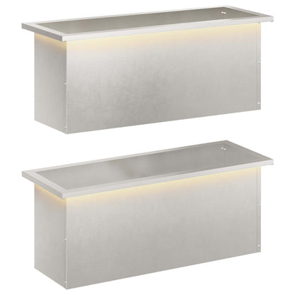 Garden Planter with LED 2 pcs Silver 30 x 80 x 30 cm