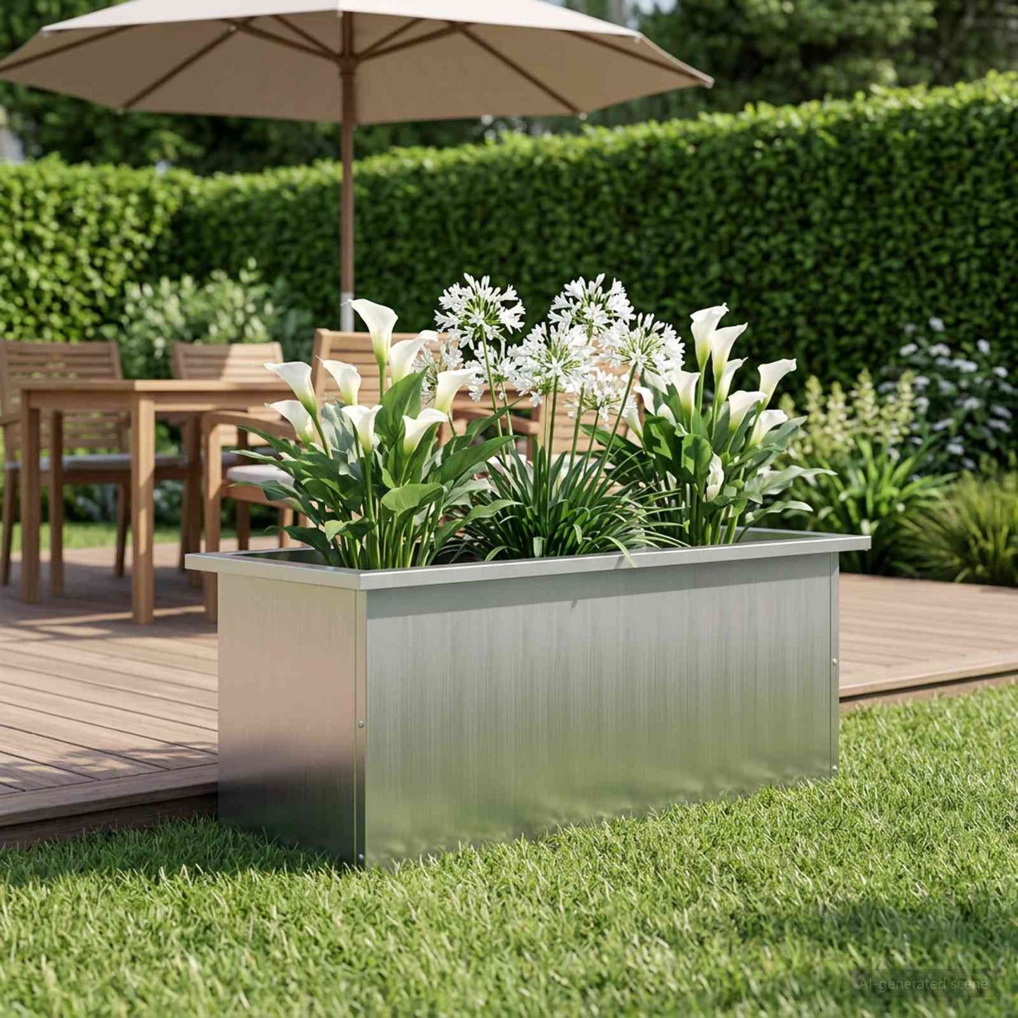 Garden Planter with LED Silver 30 x 80 x 30 cm Galvanised Steel
