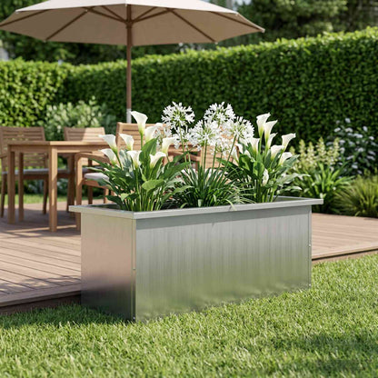 Garden Planter with LED Silver 30 x 80 x 30 cm Galvanised Steel