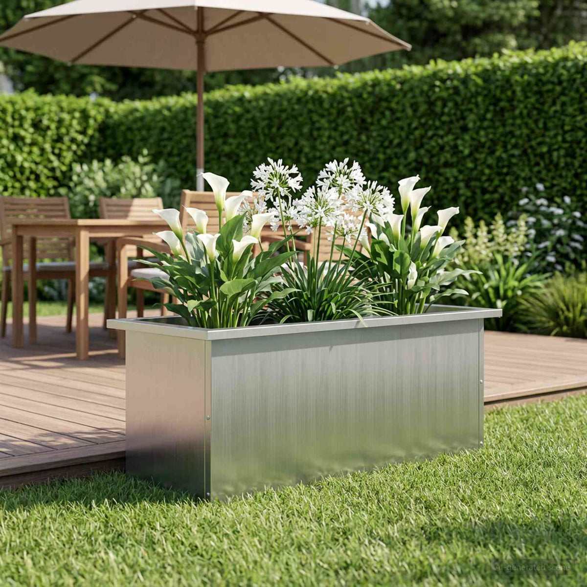 Garden Planter with LED Silver 30 x 80 x 30 cm Galvanised Steel