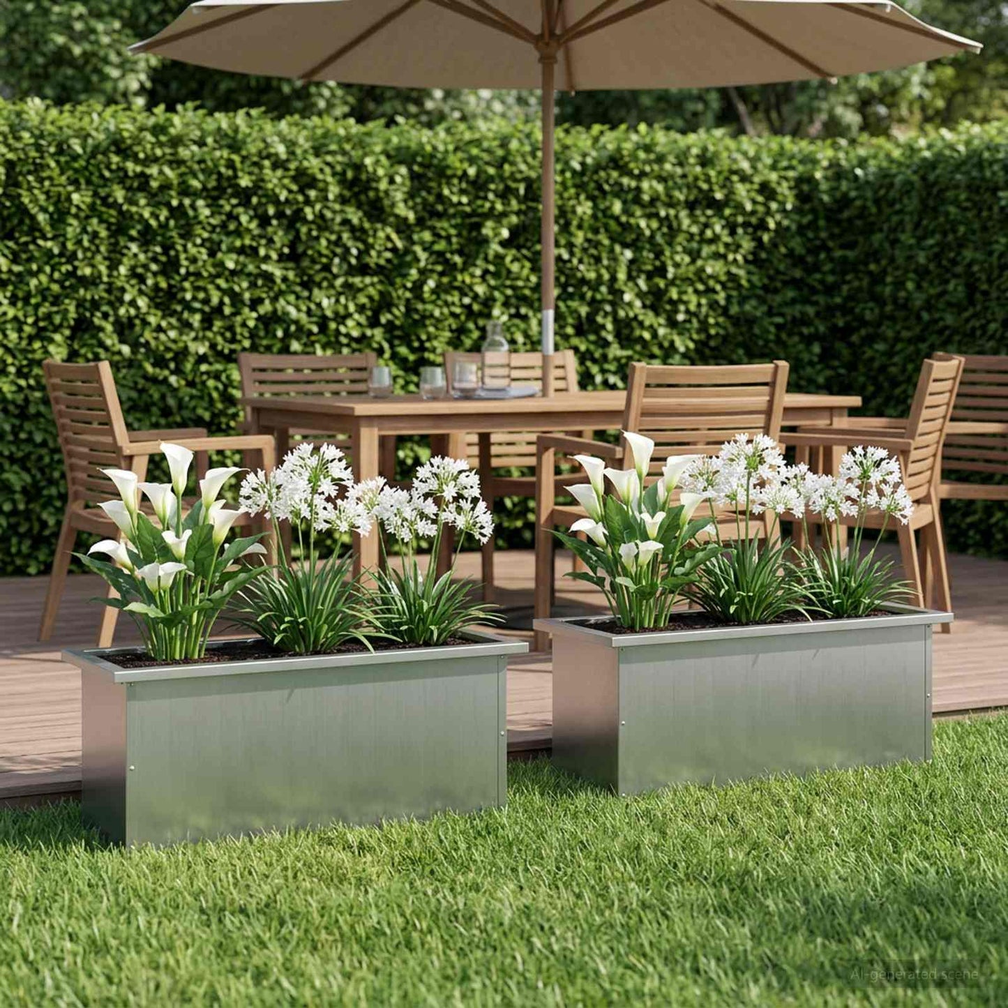 Garden Planter with LED 2 pcs Silver 30 x 80 x 30 cm