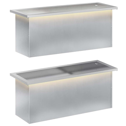 Garden Planter with LED 2 pcs Silver 30 x 80 x 30 cm