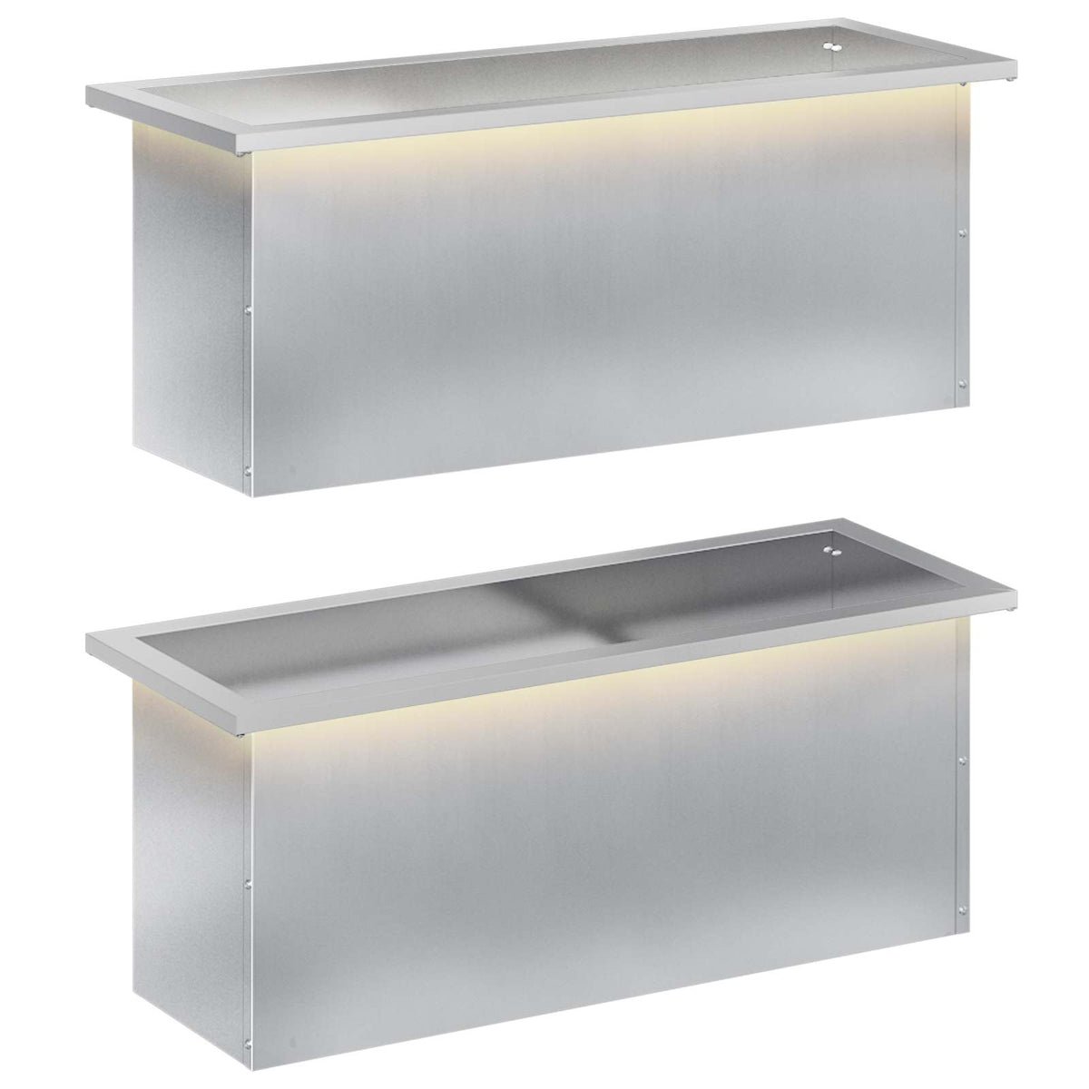 Garden Planter with LED 2 pcs Silver 30 x 80 x 30 cm