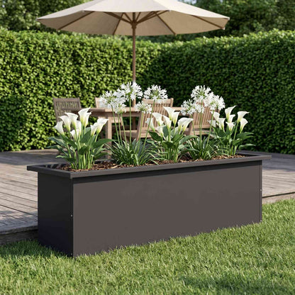 Garden Planter with LED Black 30 x 100 x 30 cm Steel