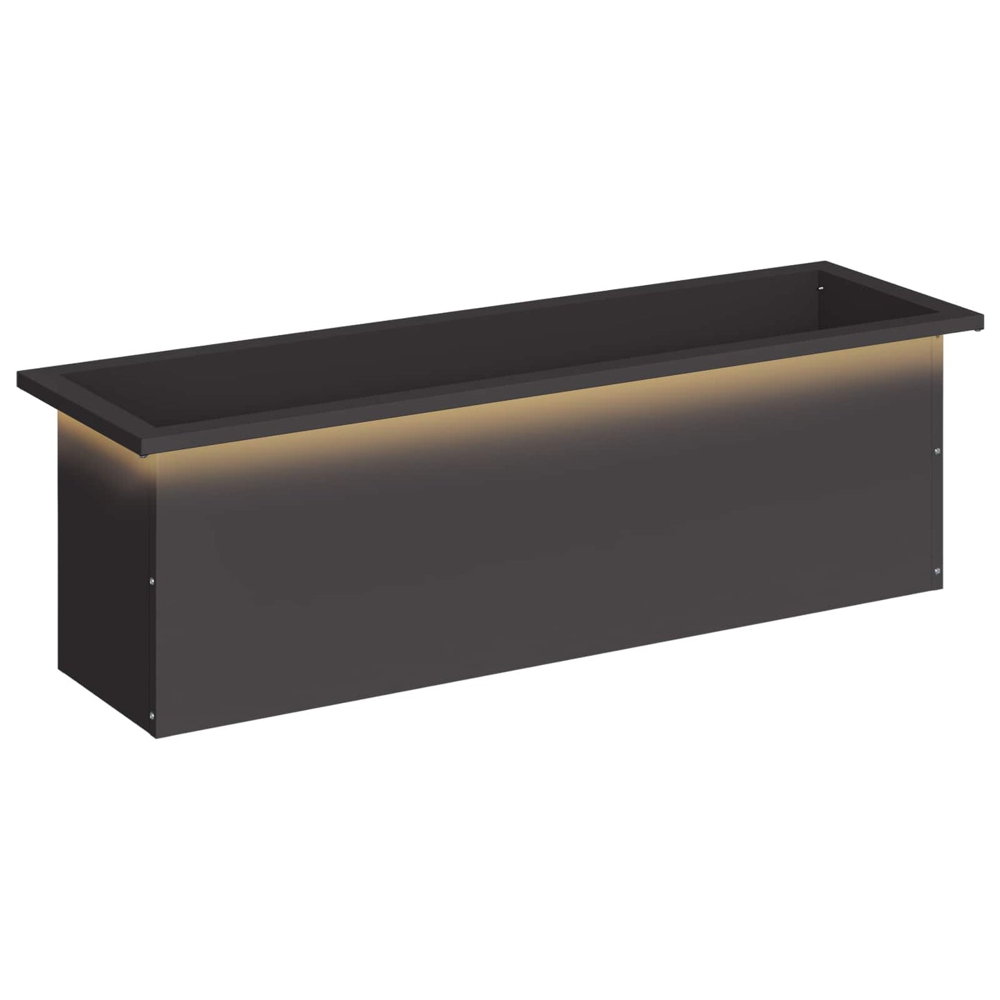 Garden Planter with LED Black 30 x 100 x 30 cm Steel