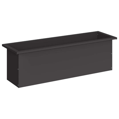 Garden Planter with LED Black 30 x 100 x 30 cm Steel