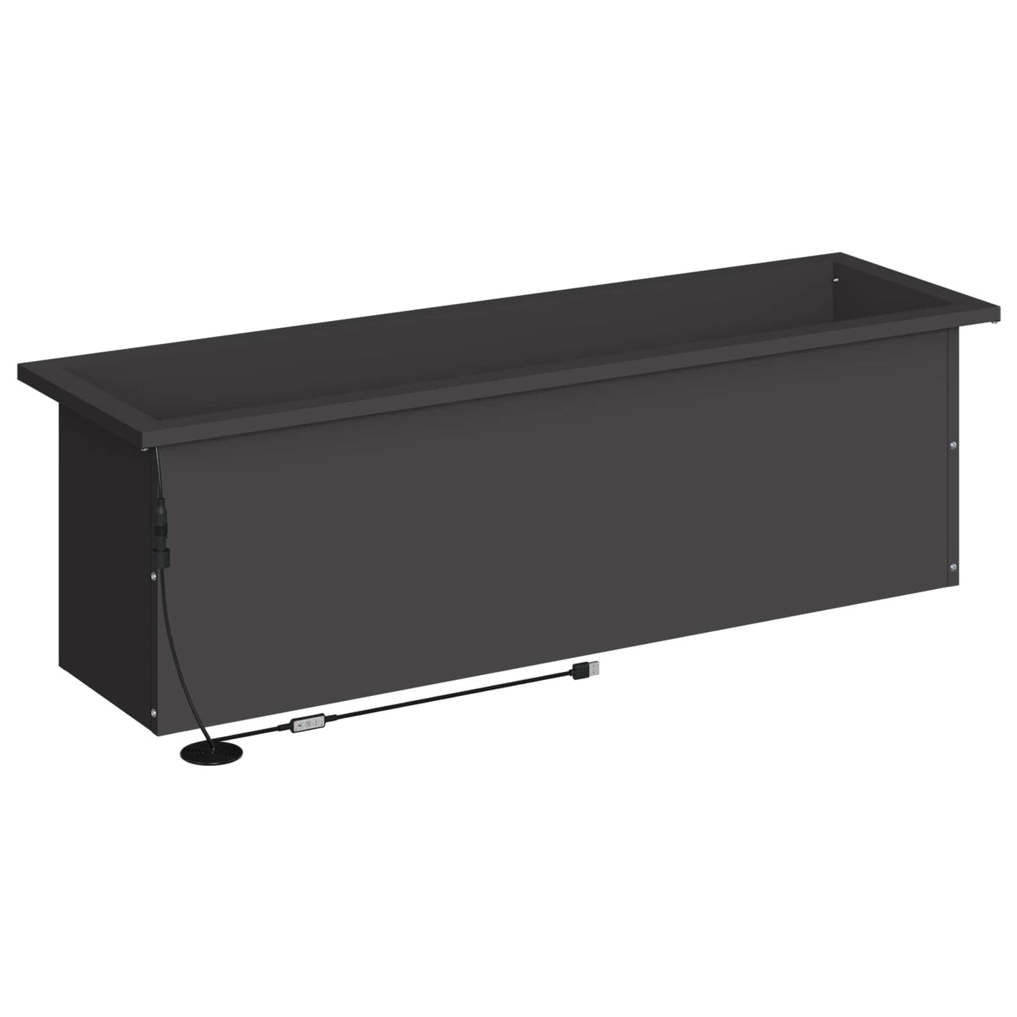 Garden Planter with LED Black 30 x 100 x 30 cm Steel