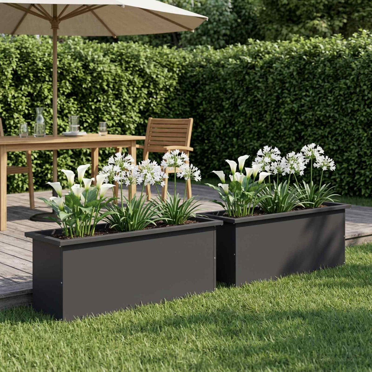 Garden Planter with LED 2 pcs Black 30 x 100 x 30 cm Steel
