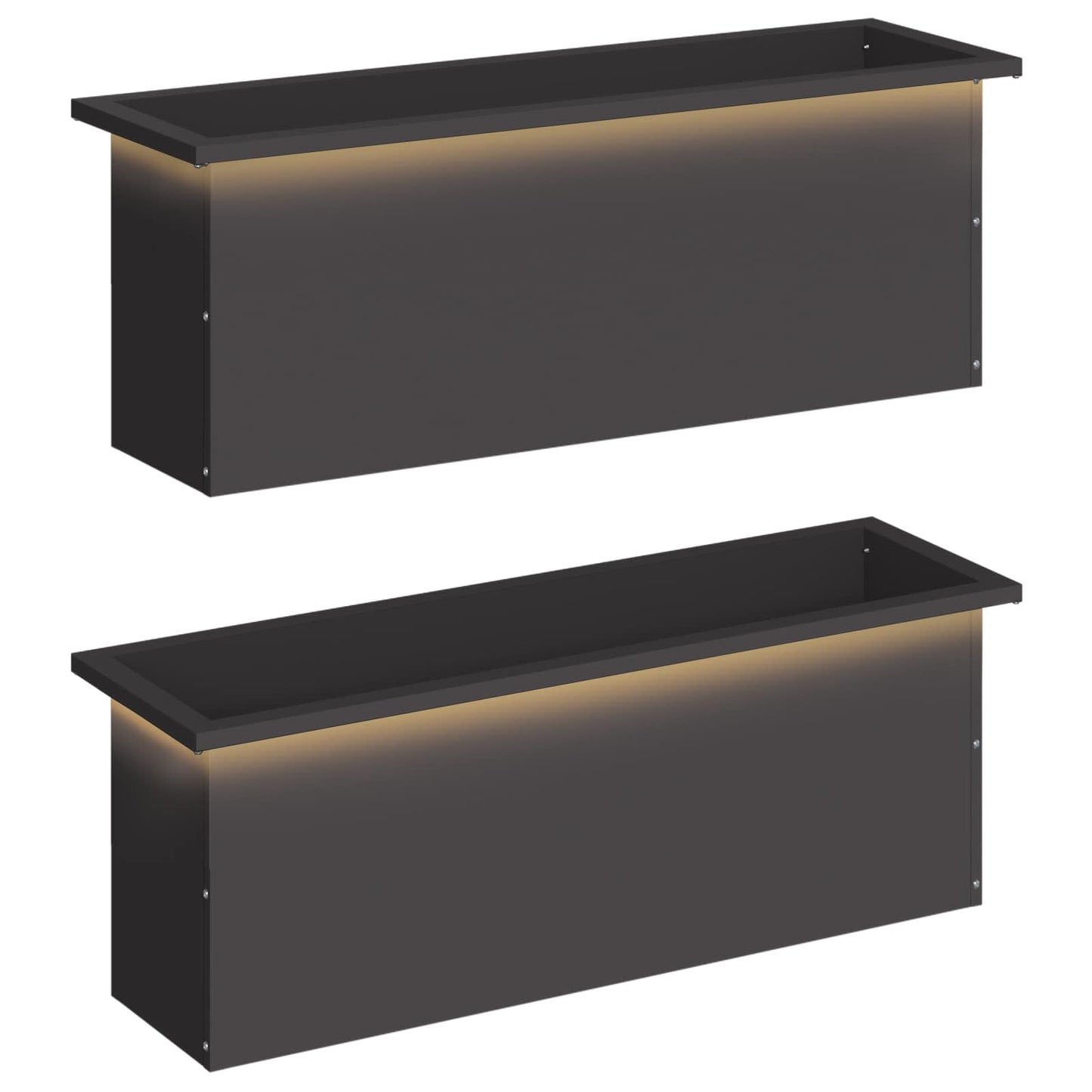 Garden Planter with LED 2 pcs Black 30 x 100 x 30 cm Steel