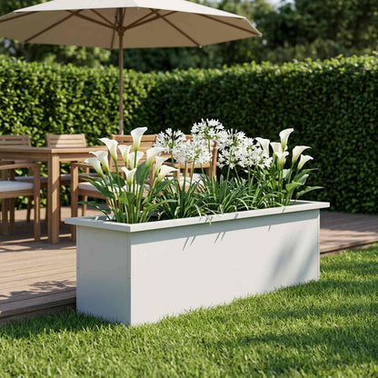 Garden Planter with LED White 30 x 100 x 30 cm Steel