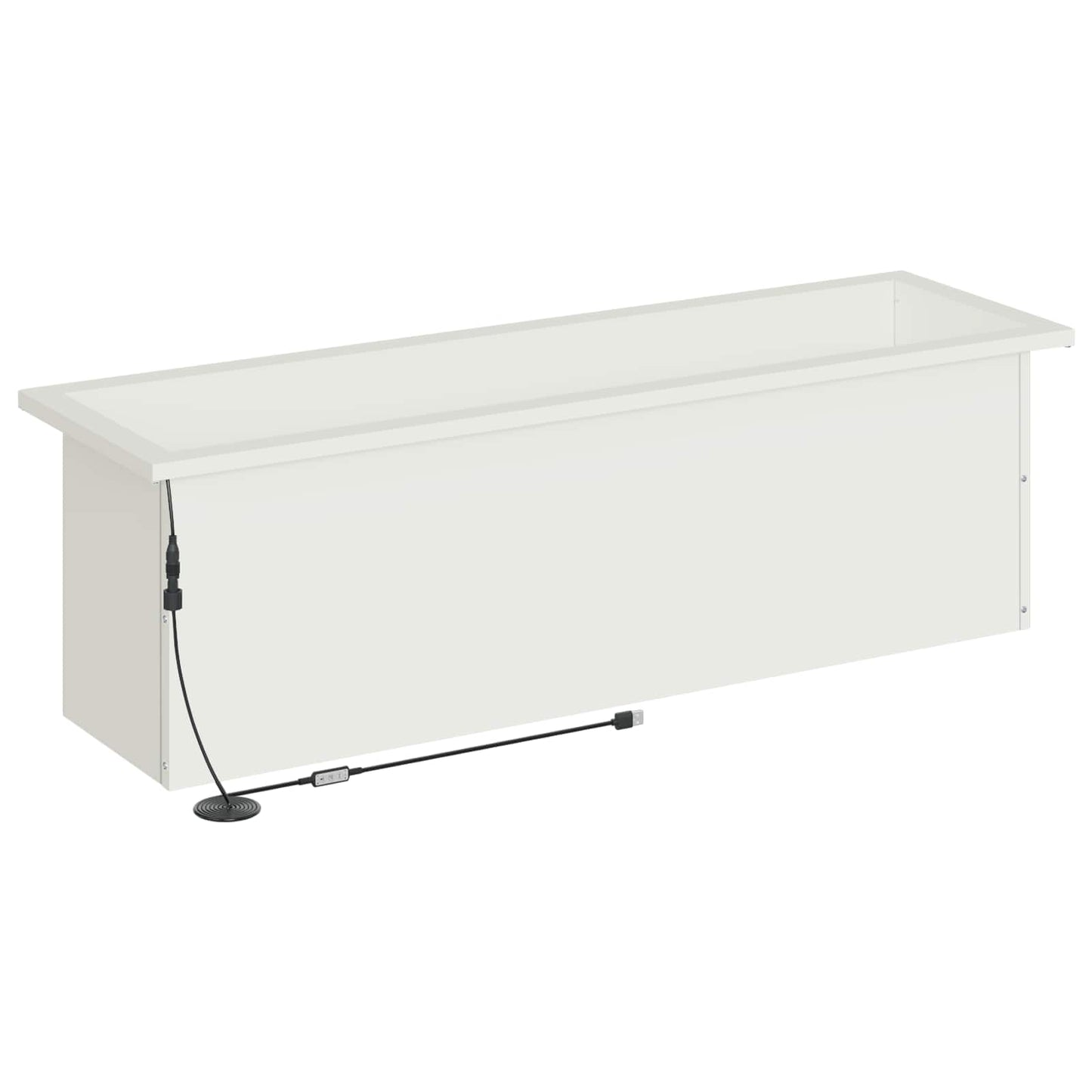 Garden Planter with LED White 30 x 100 x 30 cm Steel