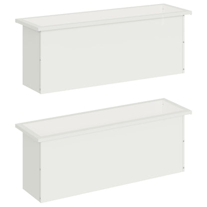 Garden Planter with LED 2 pcs White 30 x 100 x 30 cm Steel