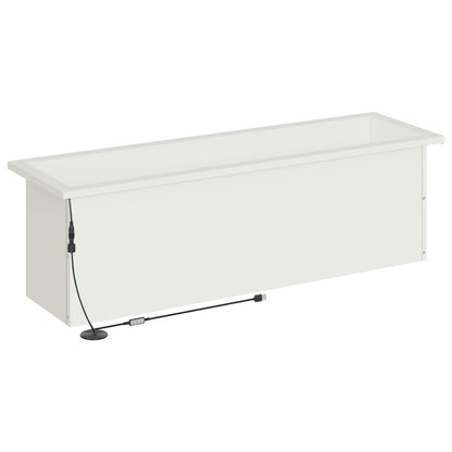 Garden Planter with LED 2 pcs White 30 x 100 x 30 cm Steel