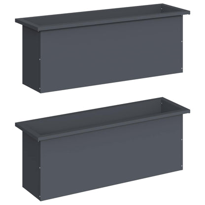 Garden Planter with LED 2 pcs Antracite 30 x 100 x 30 cm Steel
