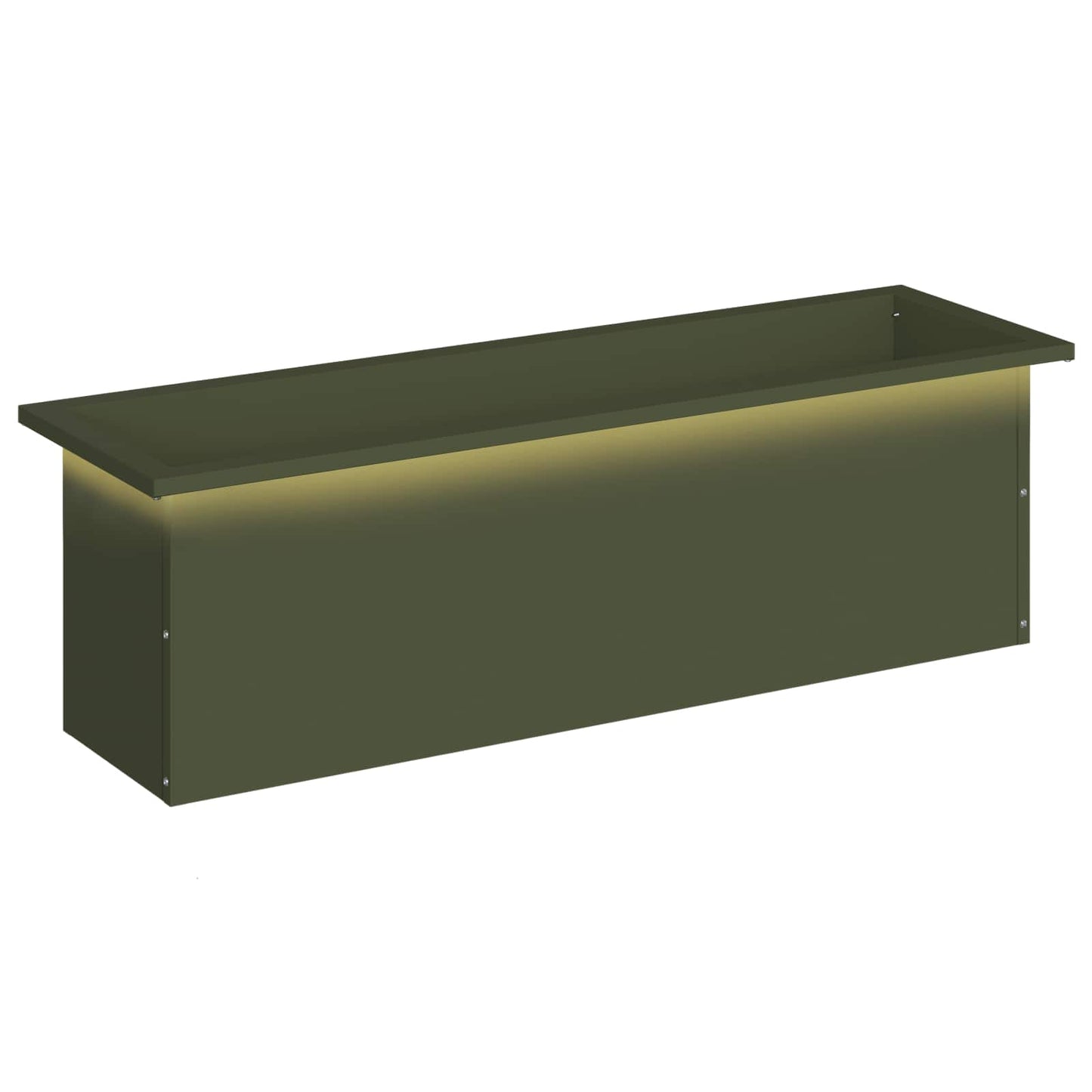 Garden Planter with LED Olive Green 30 x 100 x 30 cm Steel