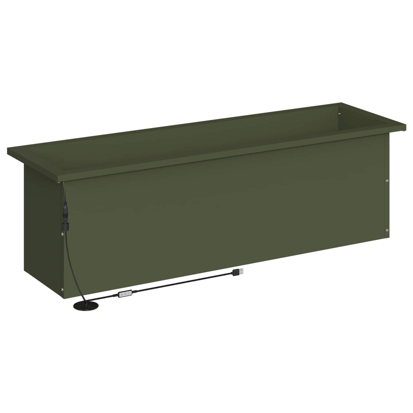 Garden Planter with LED Olive Green 30 x 100 x 30 cm Steel