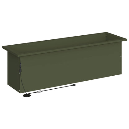 Garden Planter with LED Olive Green 30 x 100 x 30 cm Steel