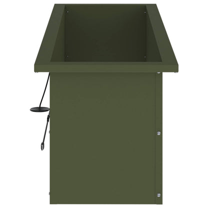 Garden Planter with LED Olive Green 30 x 100 x 30 cm Steel