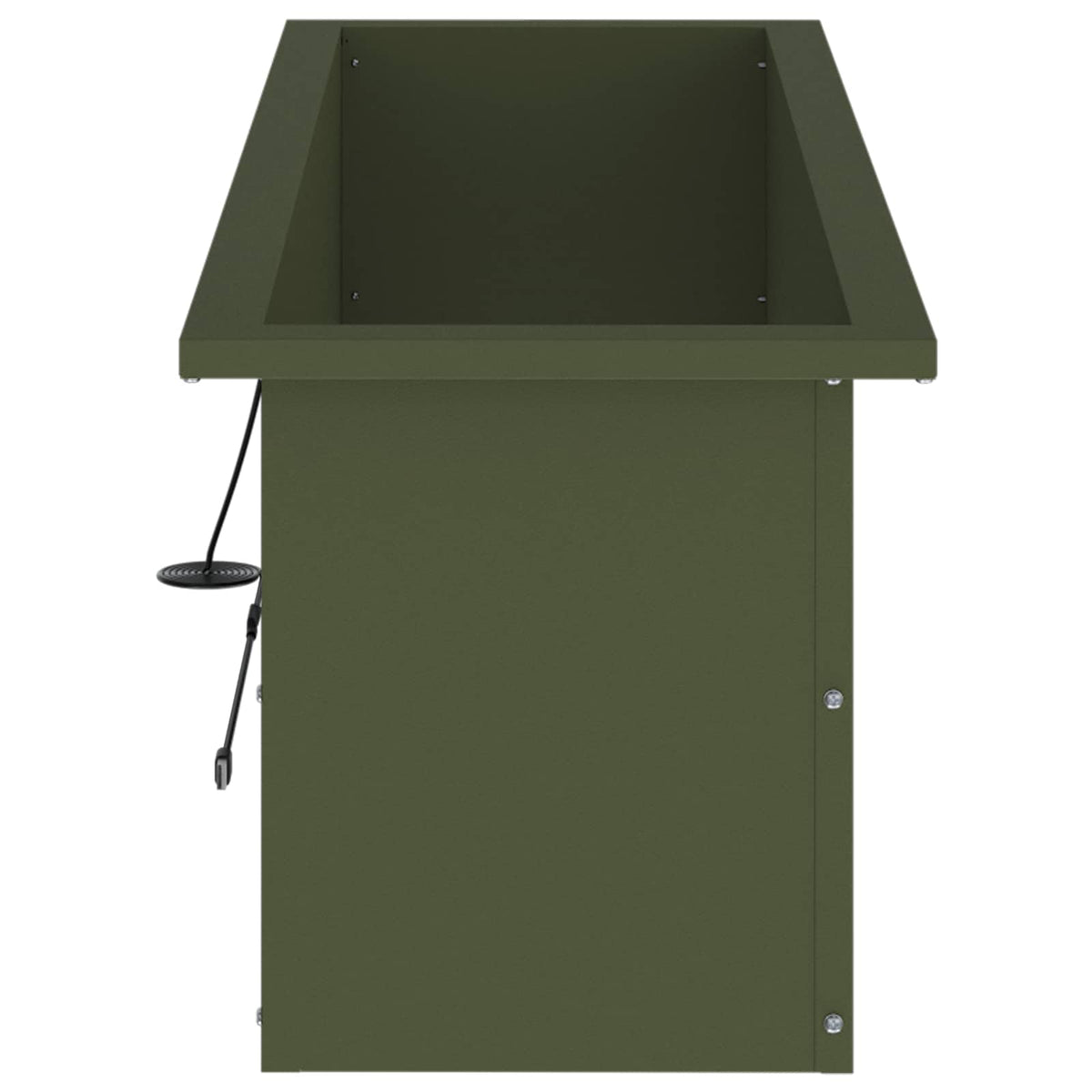Garden Planter with LED Olive Green 30 x 100 x 30 cm Steel