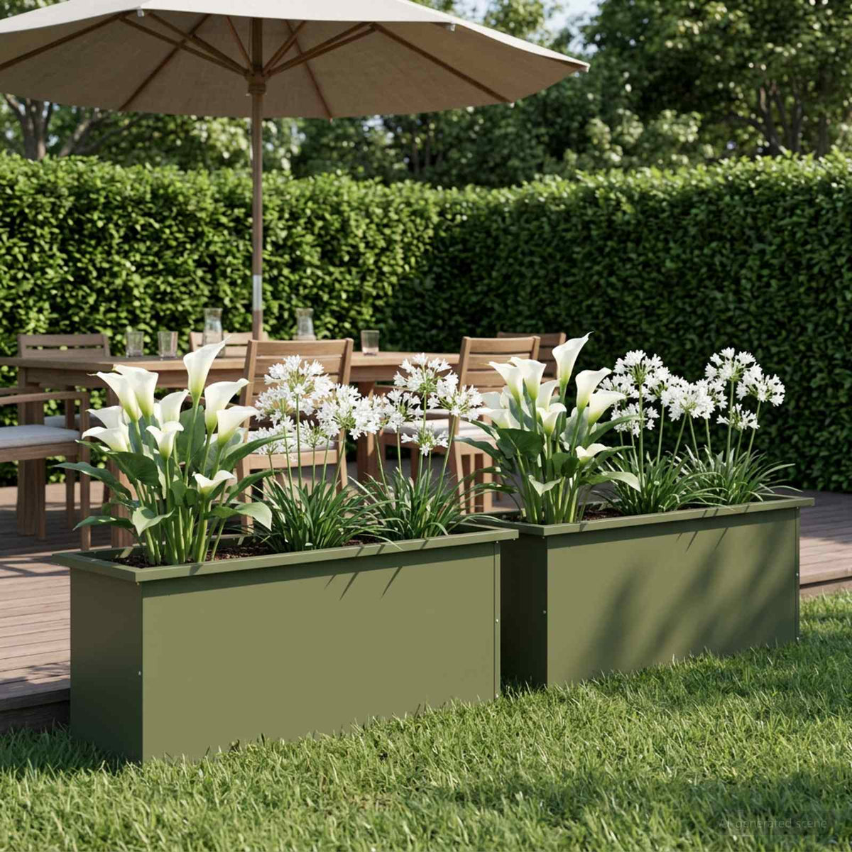 Garden Planter with LED 2 pcs Olive Green 30 x 100 x 30 cm
