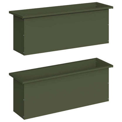 Garden Planter with LED 2 pcs Olive Green 30 x 100 x 30 cm