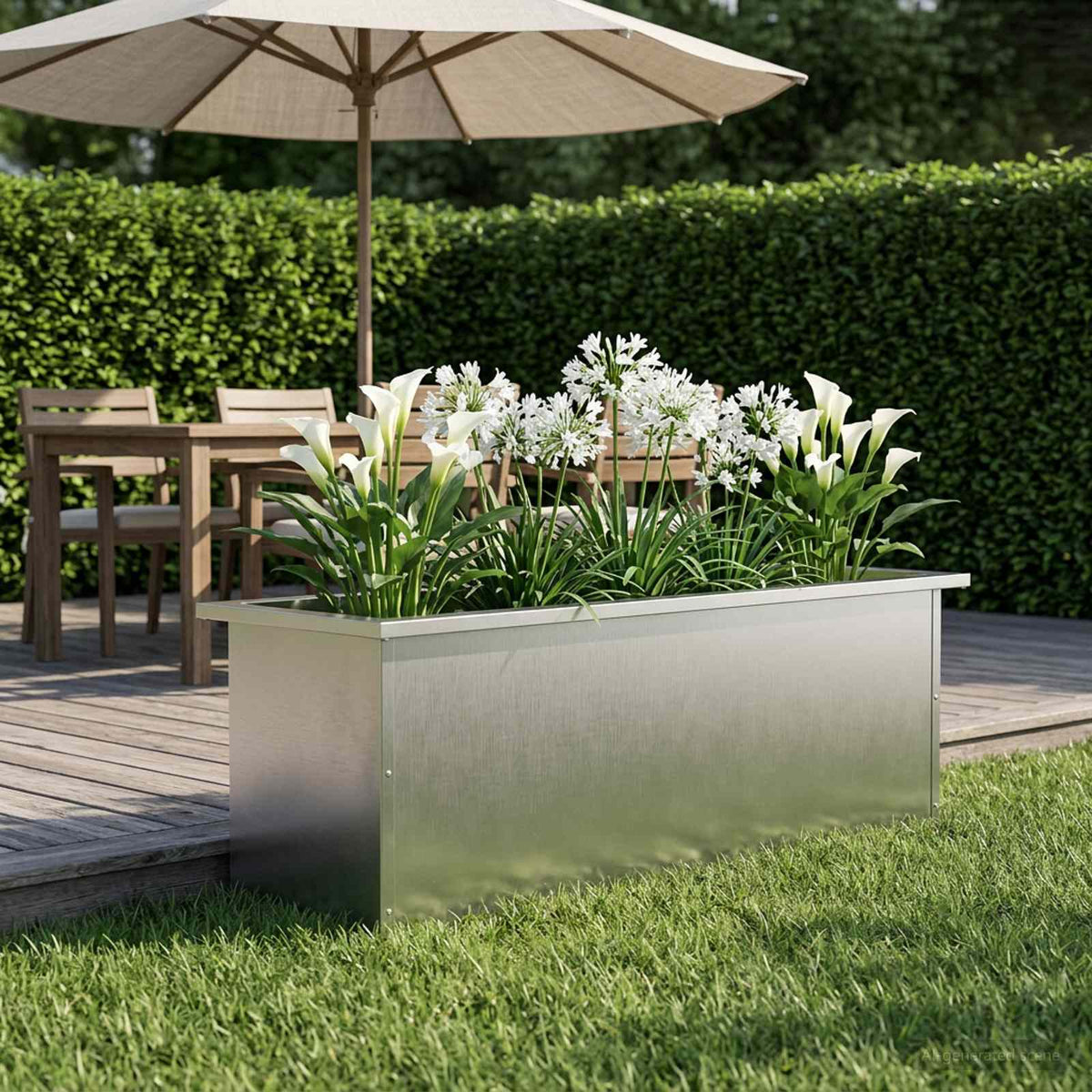 Garden Planter with LED Silver 30 x 100 x 30 cm Stainless Steel