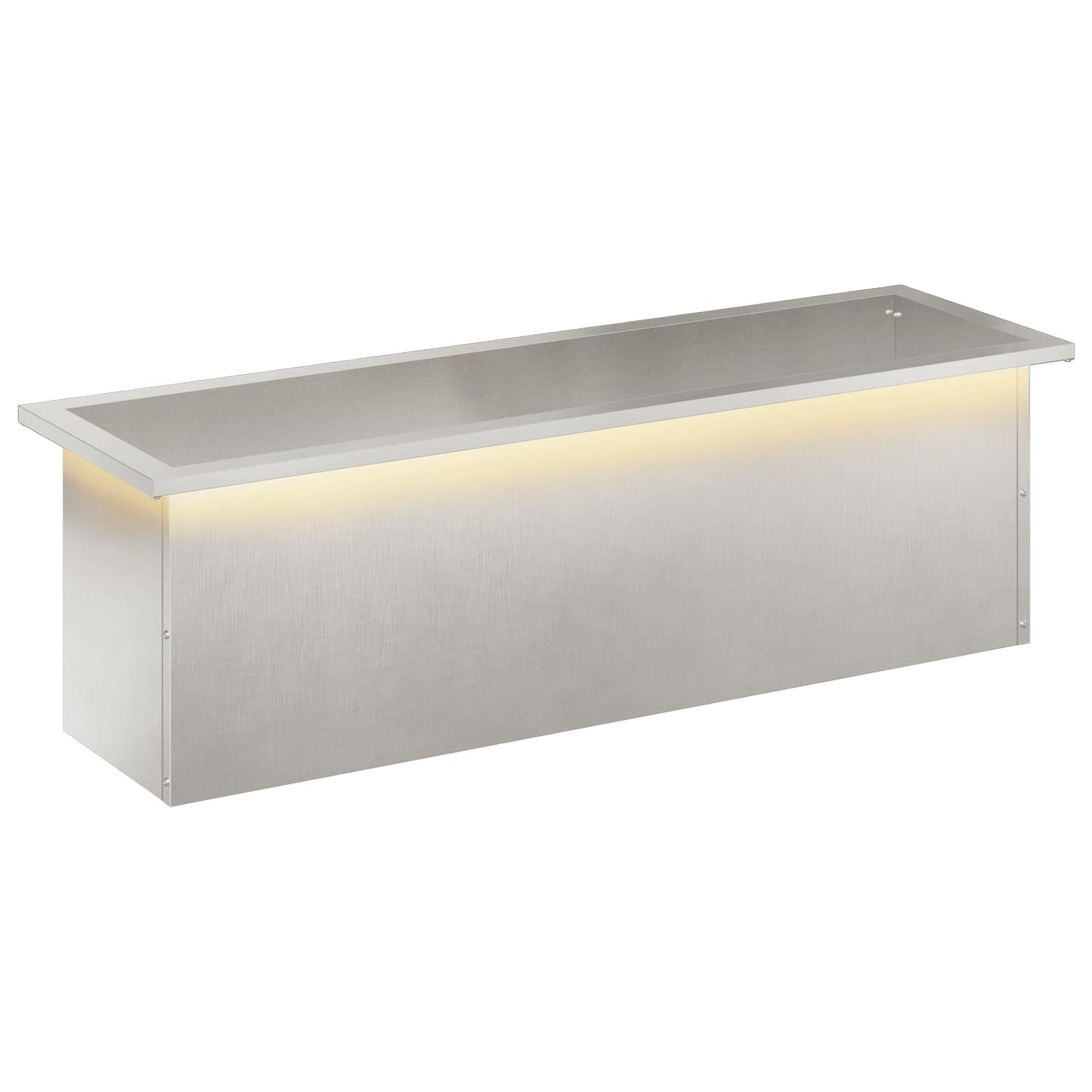 Garden Planter with LED Silver 30 x 100 x 30 cm Stainless Steel