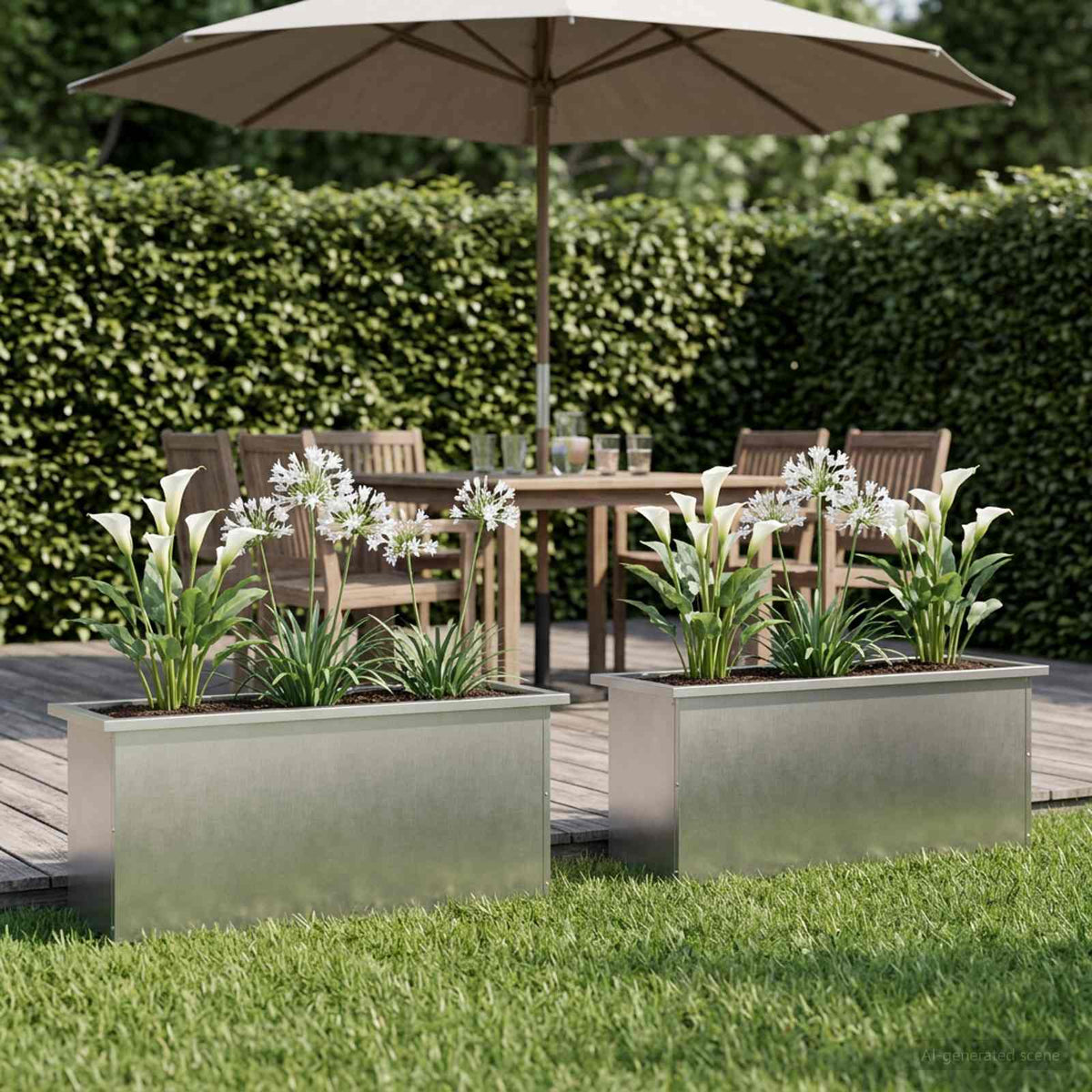 Garden Planter with LED 2 pcs Silver 30 x 100 x 30 cm
