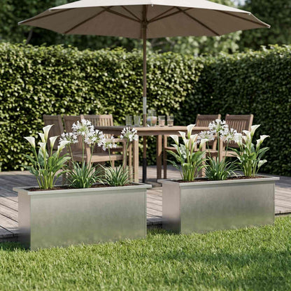 Garden Planter with LED 2 pcs Silver 30 x 100 x 30 cm