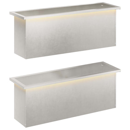 Garden Planter with LED 2 pcs Silver 30 x 100 x 30 cm