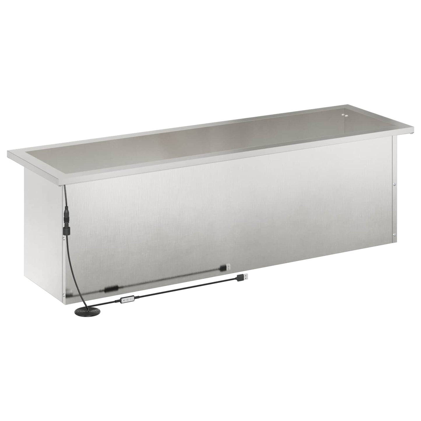 Garden Planter with LED 2 pcs Silver 30 x 100 x 30 cm