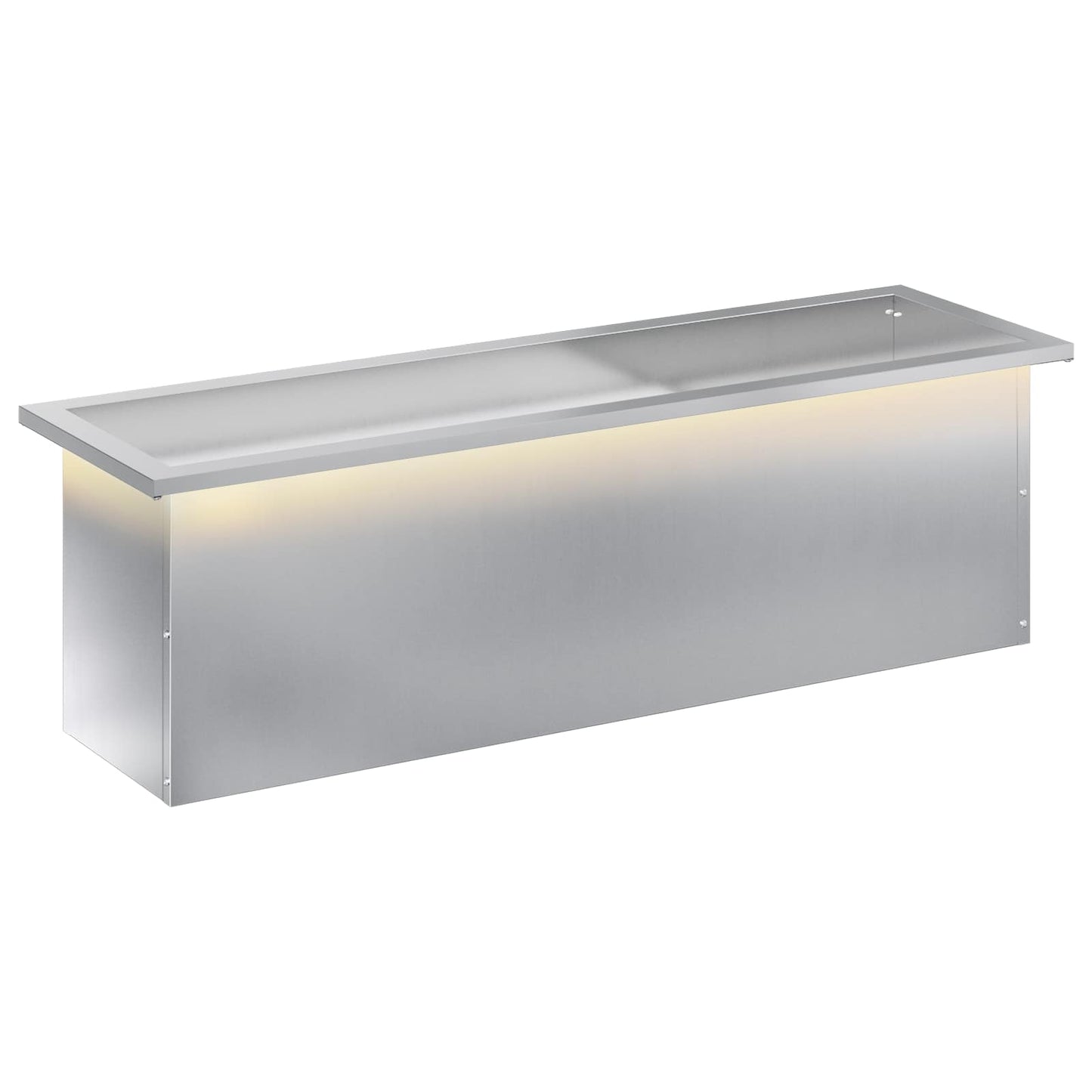 Garden Planter with LED Silver 30 x 100 x 30 cm