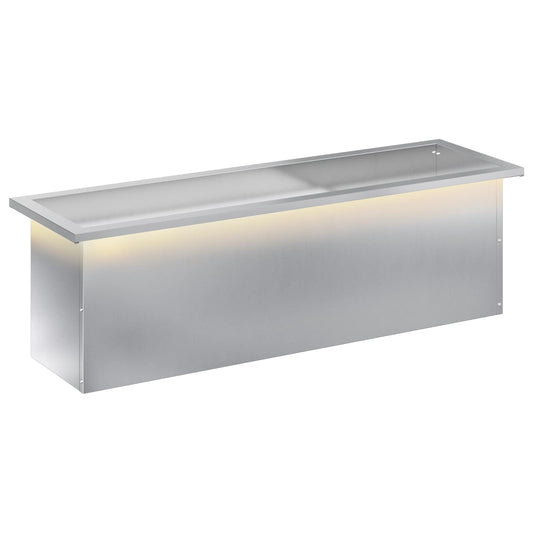 Garden Planter with LED Silver 30 x 100 x 30 cm