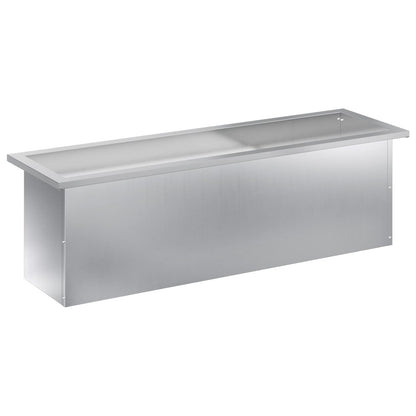Garden Planter with LED Silver 30 x 100 x 30 cm