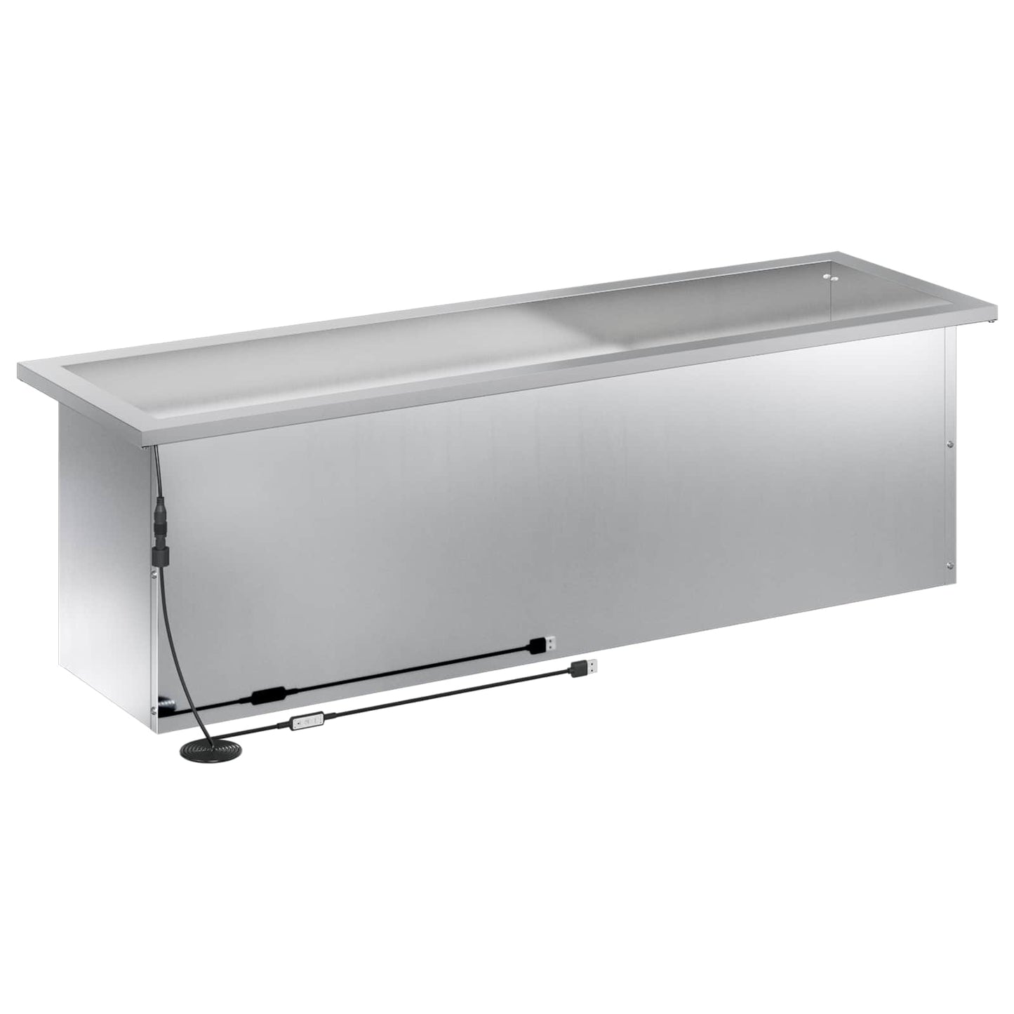 Garden Planter with LED Silver 30 x 100 x 30 cm