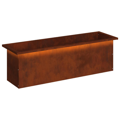 Garden Planter with LED Rusty 30 x 100 x 30 cm Weathering Steel