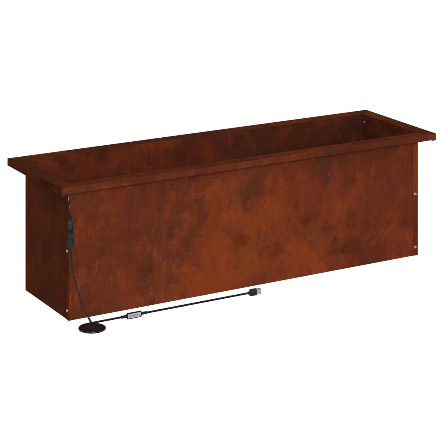 Garden Planter with LED Rusty 30 x 100 x 30 cm Weathering Steel