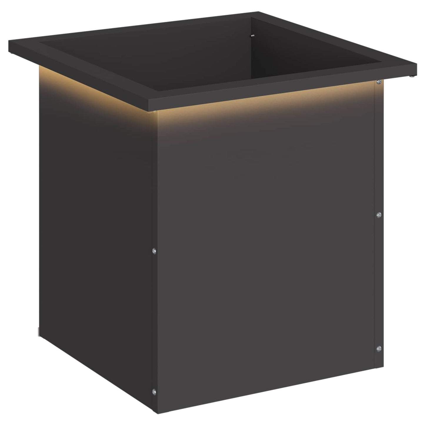 Garden Planter with LED Black 40 x 40 x 40 cm Steel