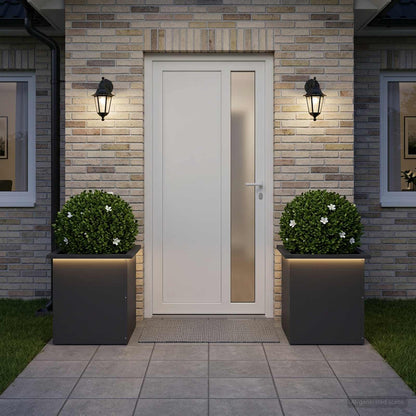 Garden Planter with LED 2 pcs Black 40 x 40 x 40 cm Steel