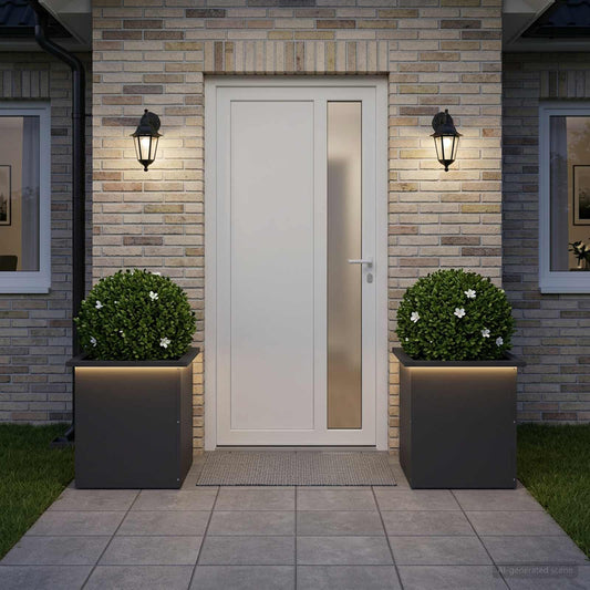 Garden Planter with LED 2 pcs Black 40 x 40 x 40 cm Steel
