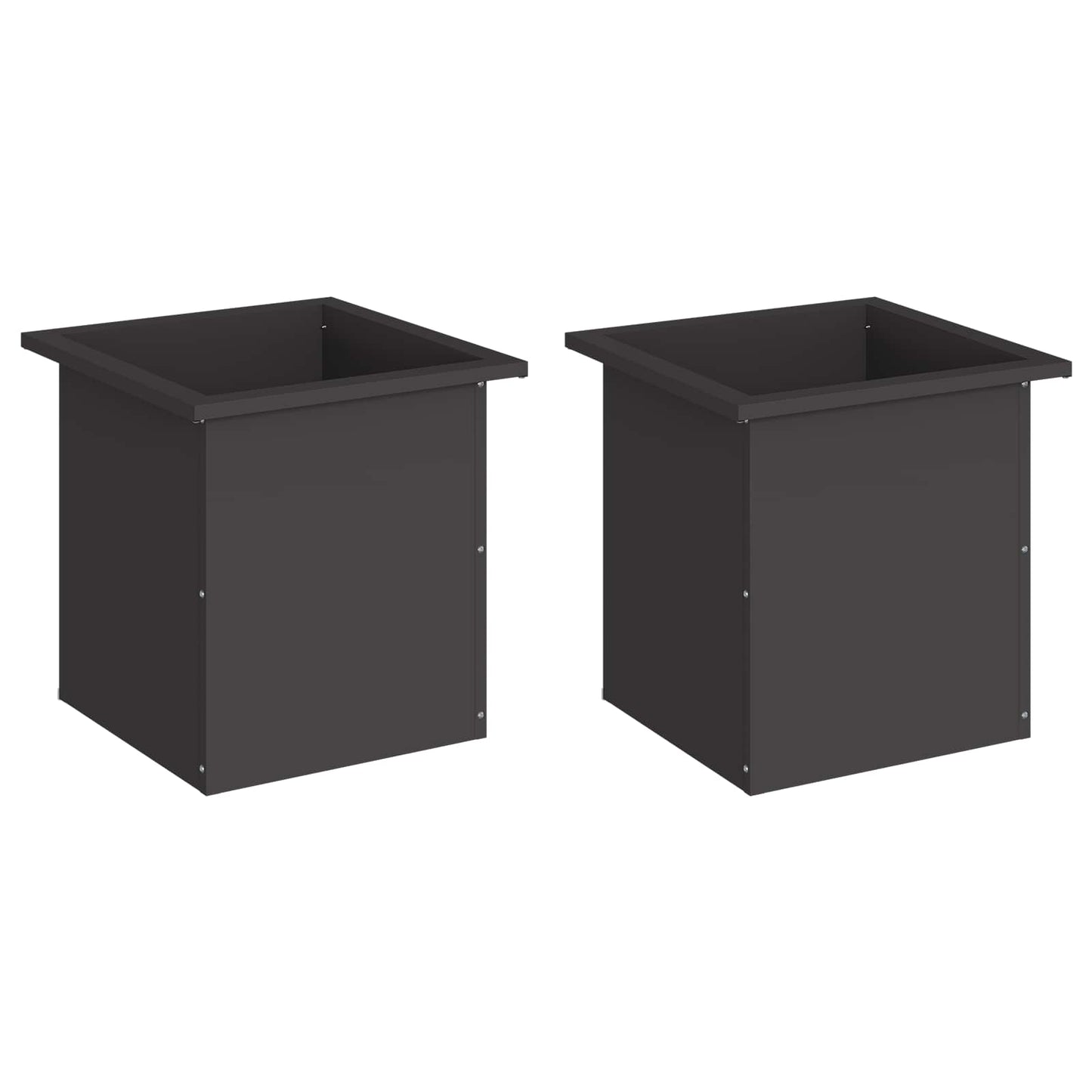 Garden Planter with LED 2 pcs Black 40 x 40 x 40 cm Steel